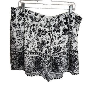 Cece Shorts Women's XL Printed Boho 3" Inseam Summer Linen Blend Casual